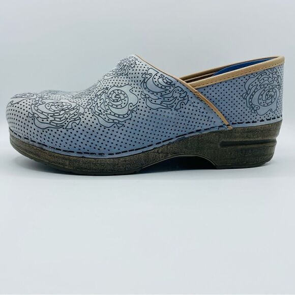 Dansko Suede Perforated Floral Clogs - Picture 2 of 6